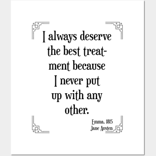 Jane Austen Art Deco Quote (Black) Posters and Art